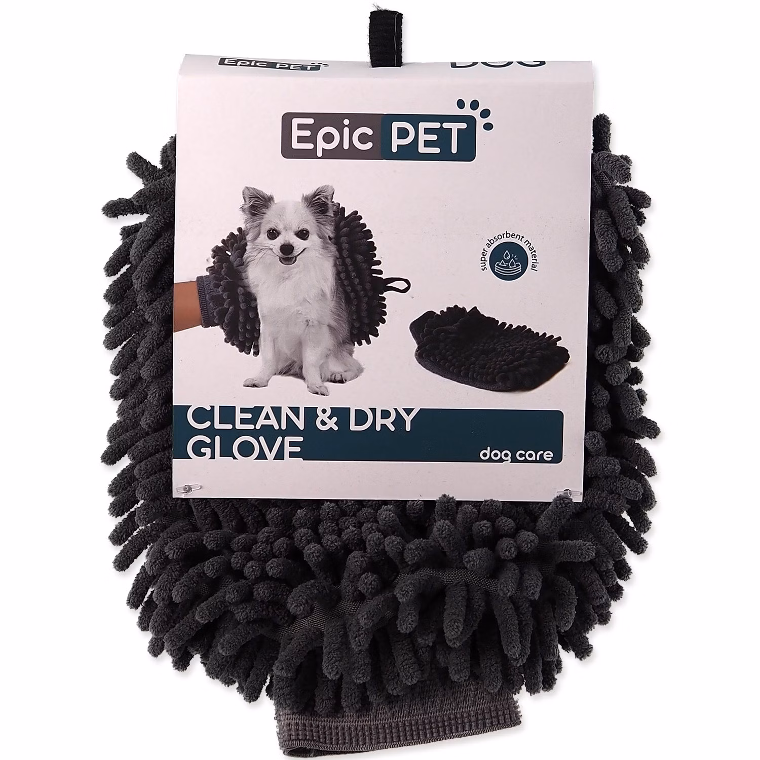 Osuška rukavica Epic Pet Clean and dry glove šedá 24x17,5cm