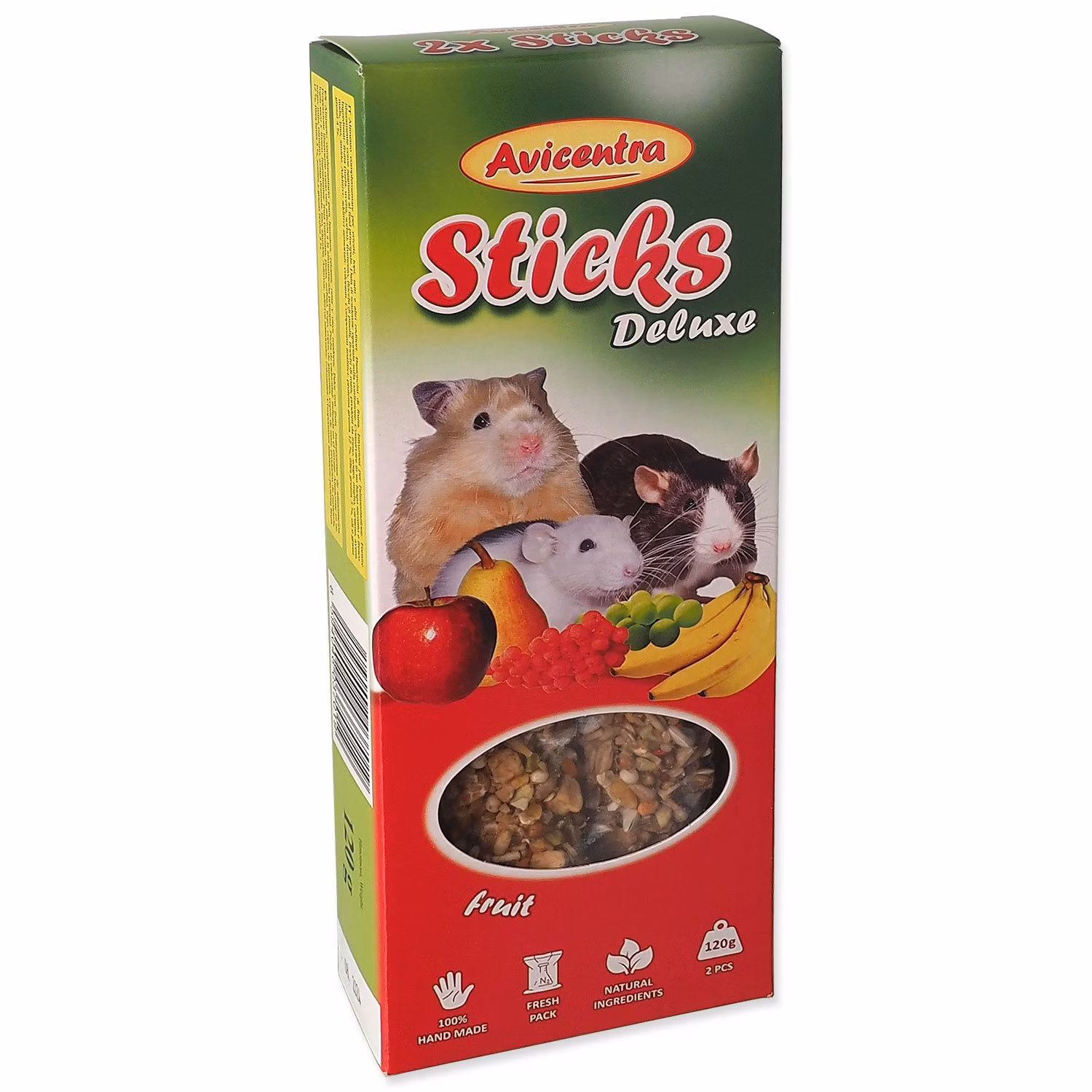 Tyčinka Avicentra Deluxe malý hlodavec, s ovocím 2ks