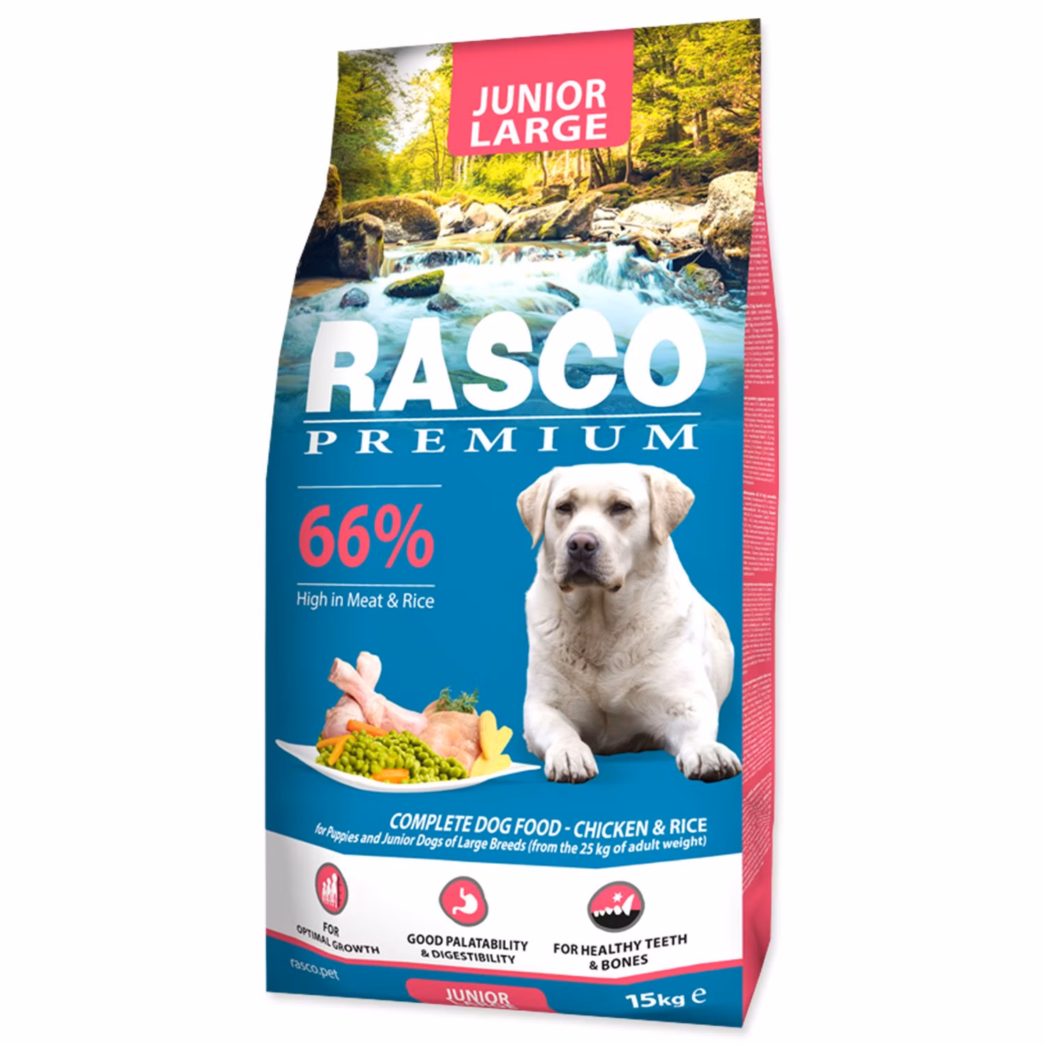 Krmivo Rasco Premium Junior Large kura s ryžou 15kg
