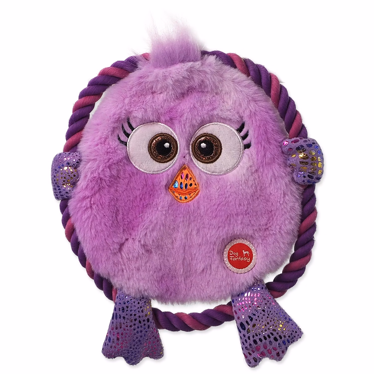 Hračka Dog Fantasy Monsters kura šuštiace s povrazom fialové 18cm