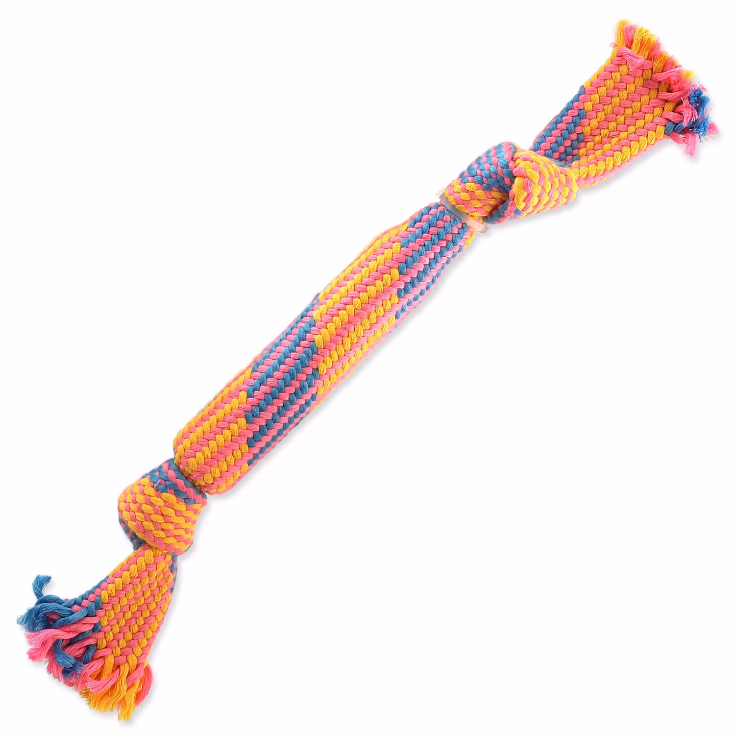 Hračka Dog Fantasy preťahovadlo so zvukom farebný vzor 2, 2 knôty 40cm