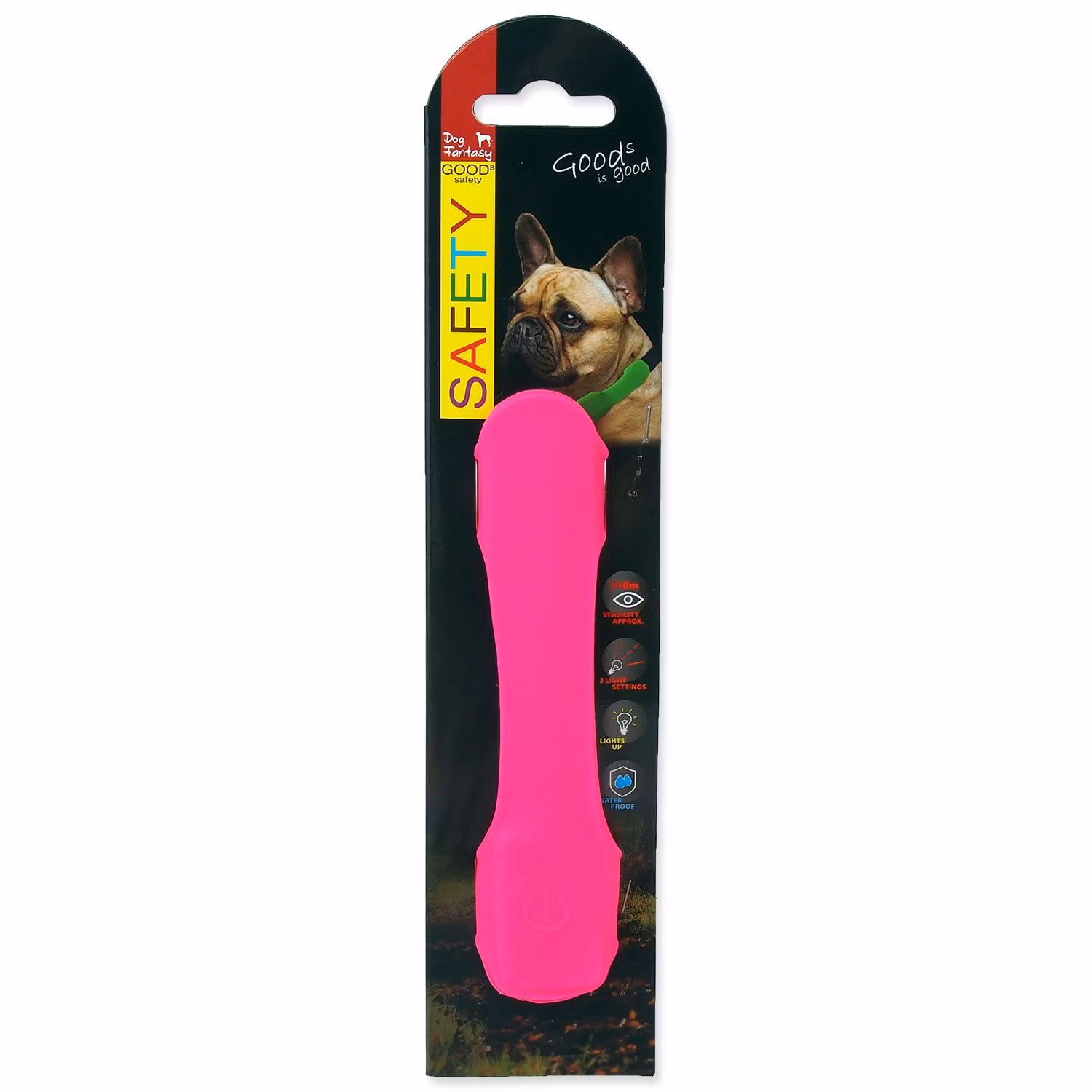Návlek Dog Fantasy LED svietiaci ružový 15cm