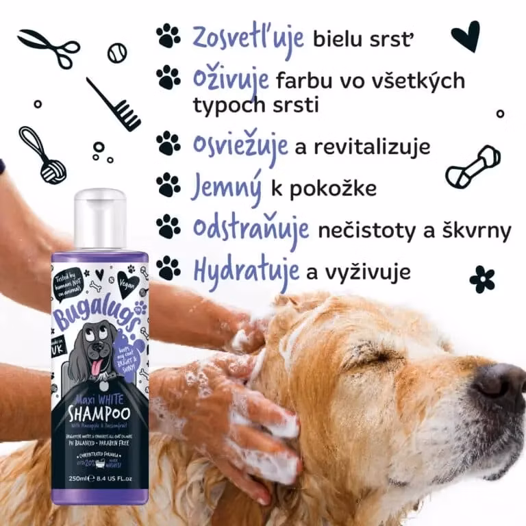 Bugalugs rozjasňujúci šampón pre psov na bielu/svetlú srsť - 500 ml
