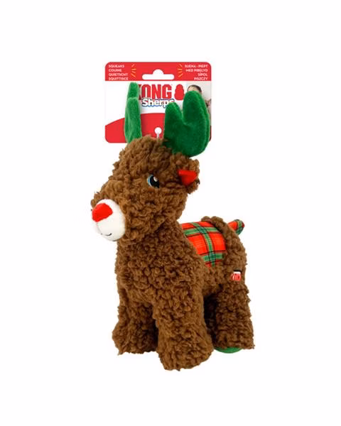 Hračka Kong Dog Holiday Sherps™ Reindeer s pískatkom, polyester, M