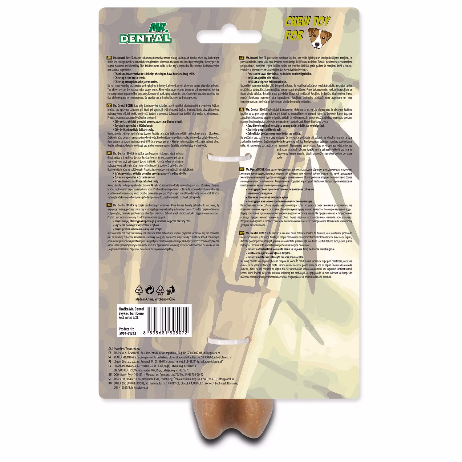 Hračka Mr. Dental žuvacia bambone kosť kuracia L/XL