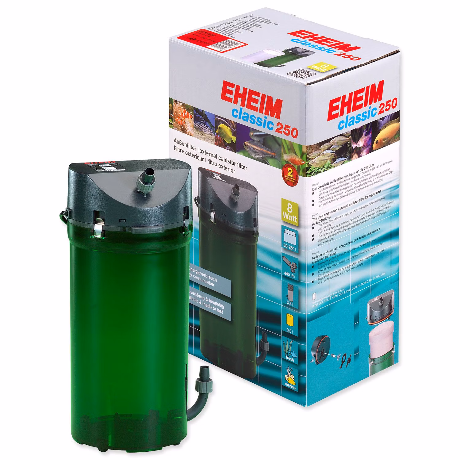 Filter Eheim Classic 250 vonkajší, s náplňou,440l/h