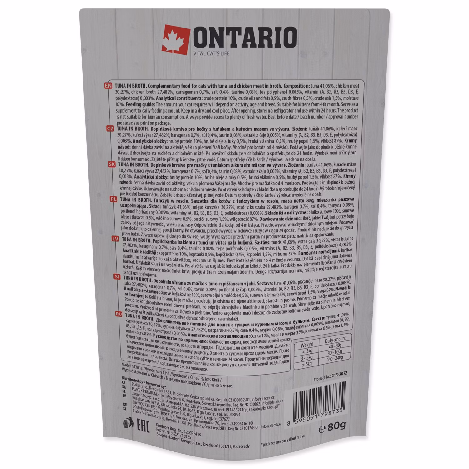 Kapsička Ontario tuniak vo vývare 80g