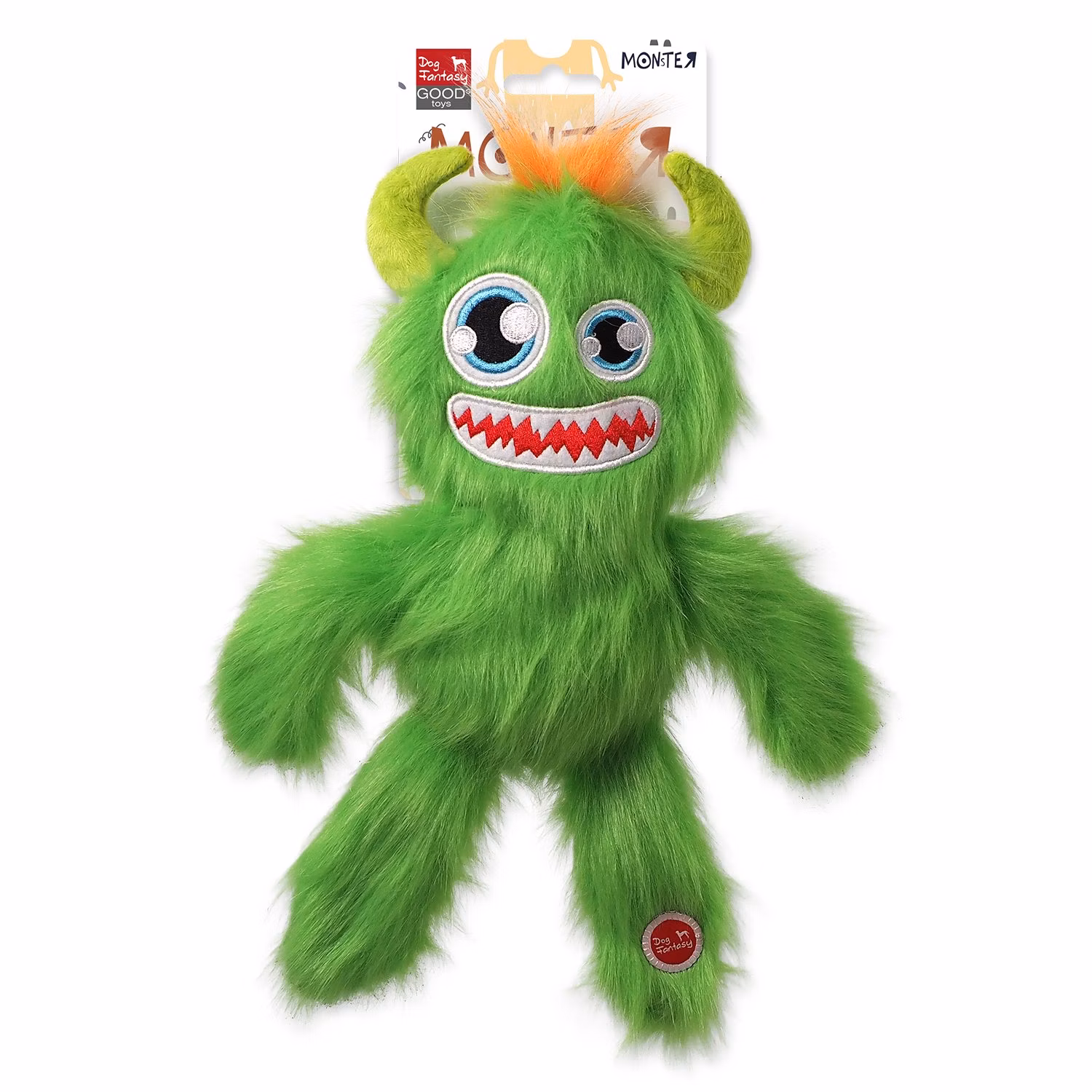 Hračka Dog Fantasy Monsters strašidlo pískacie chlpaté zelené 35cm