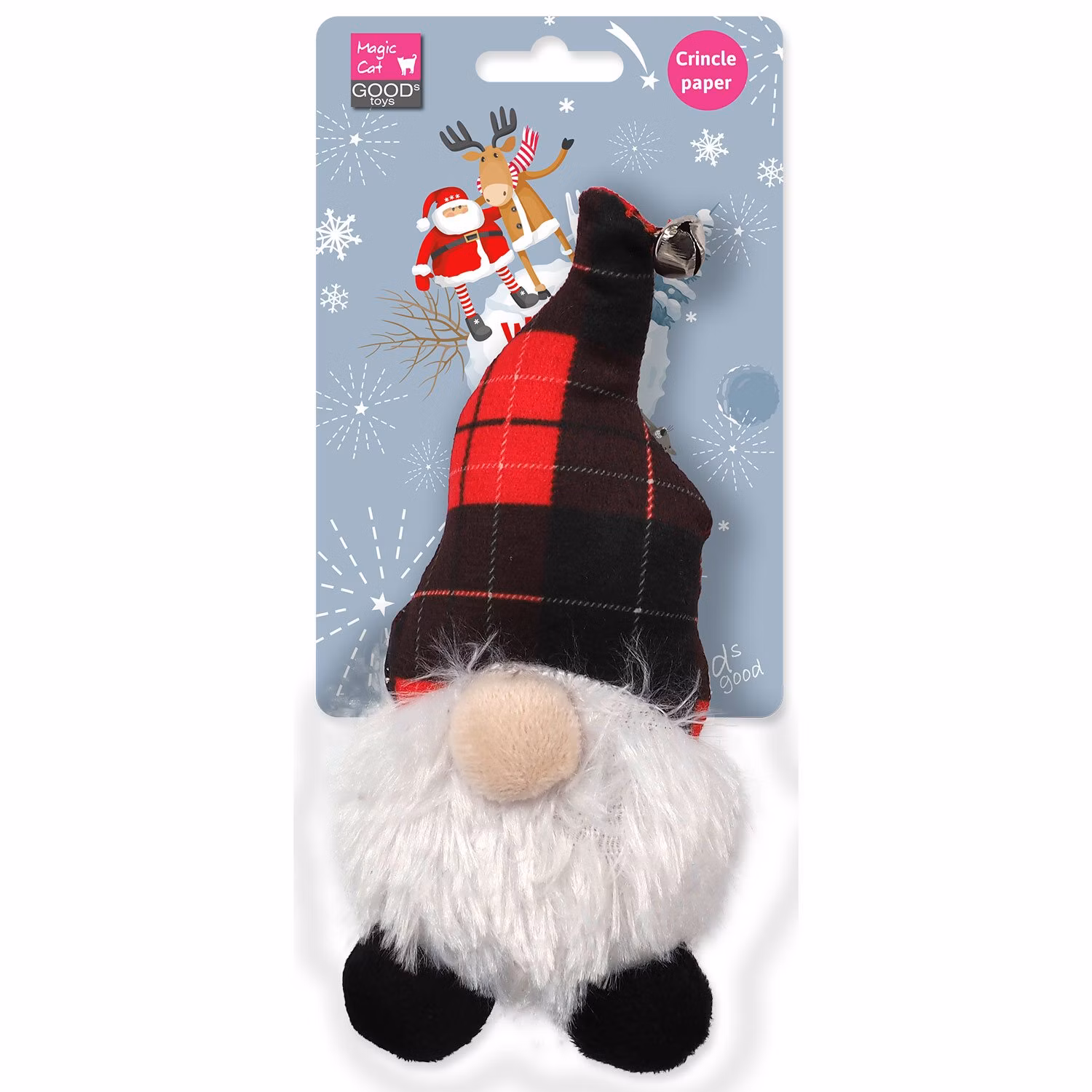 Hračka Magic Cat Winter Tale trpaslík so šantou čapice červeno-čierna 15cm