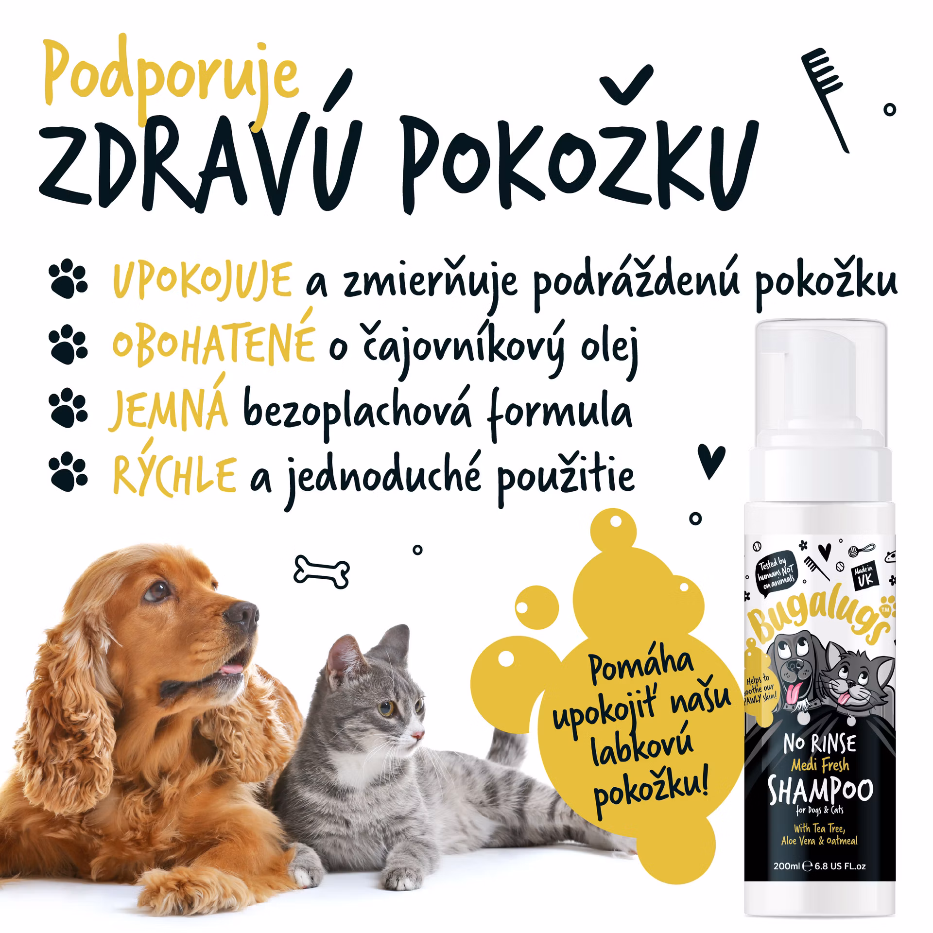 Bugalugs bezoplachový šampón pre psov proti svrbeniu 200 ml