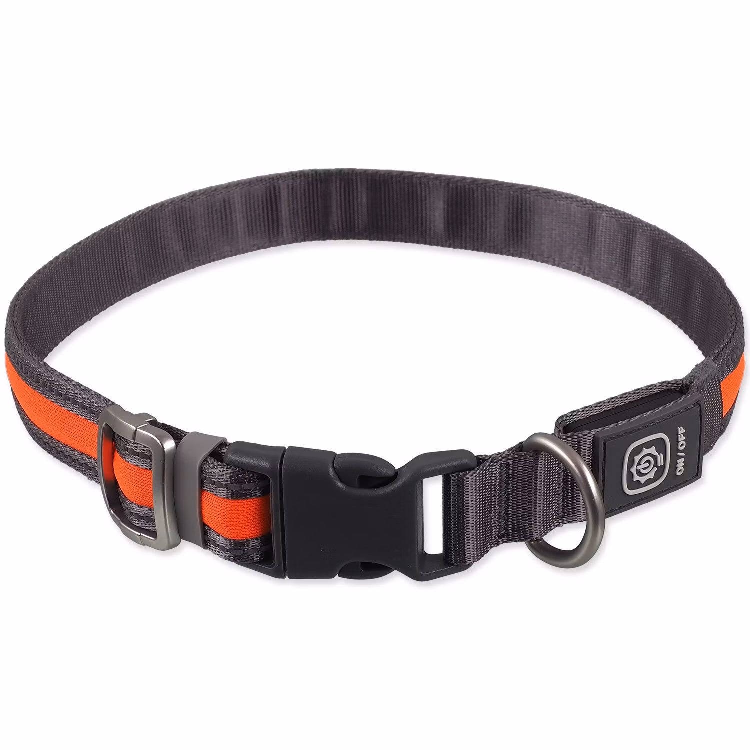 Obojok Dog Fantasy USB LED nylonový svietiaci S-M oranžový 1,9x35-50cm