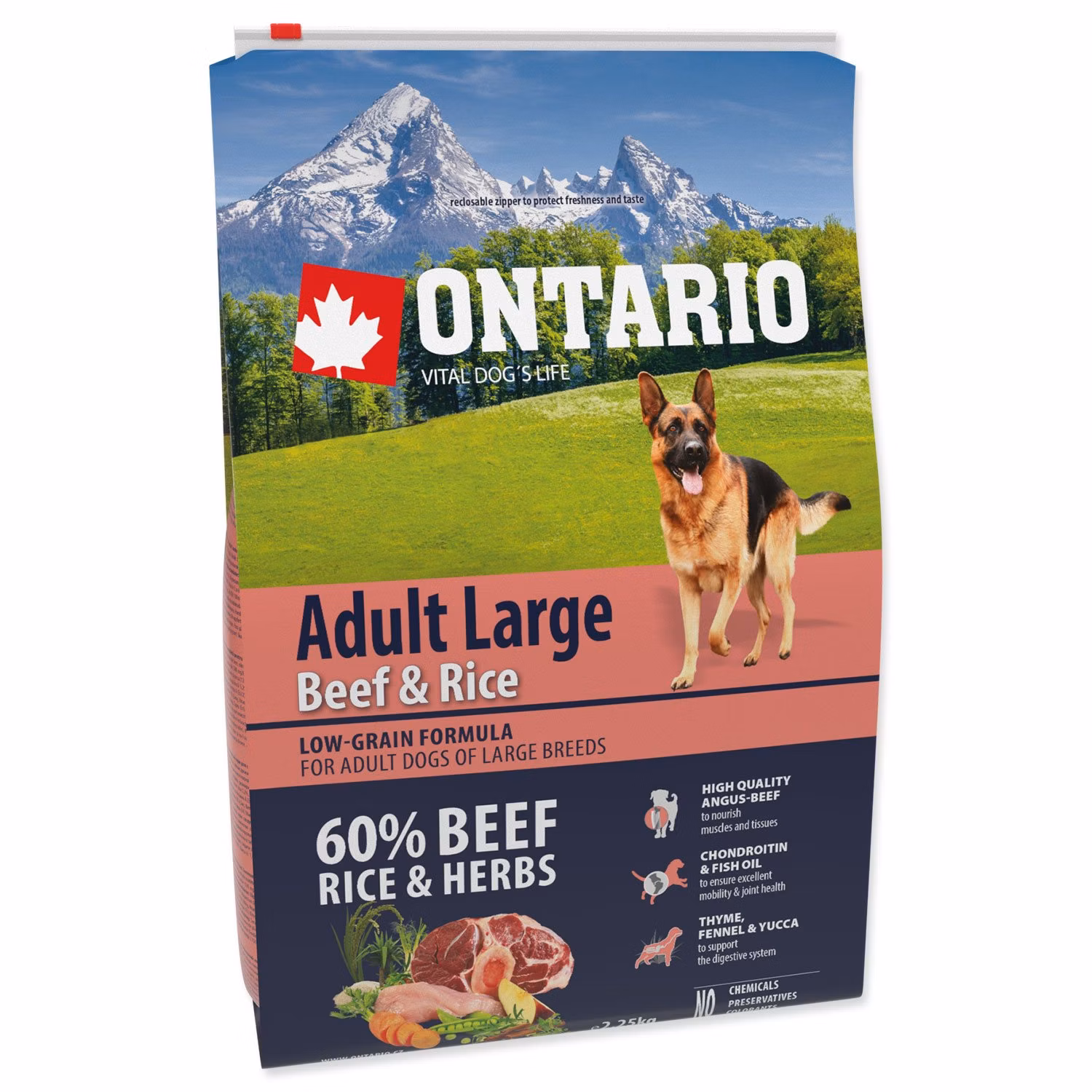 Krmivo Ontario Adult Large Beef & Rice 2,25kg