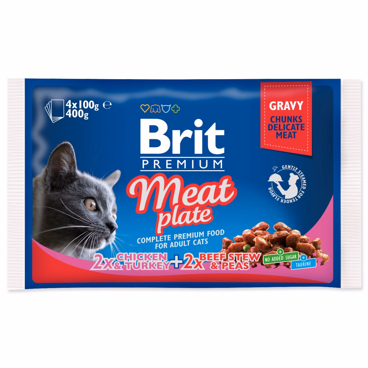 Kapsička Brit Premium Cat Meat plate mix v omáčke Multi 400g (4x100g)
