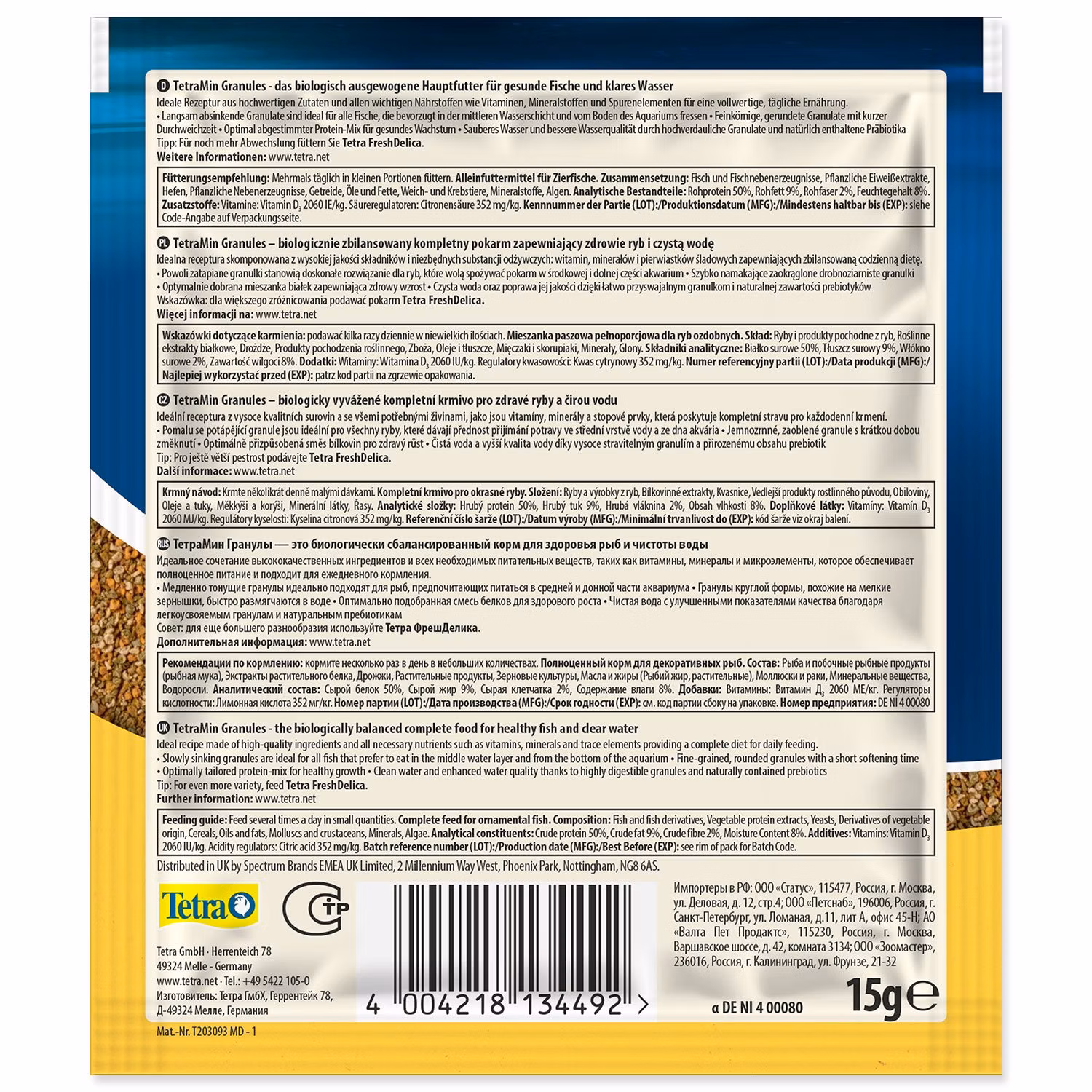 Krmivo Tetra Min Granules sáčok 15g