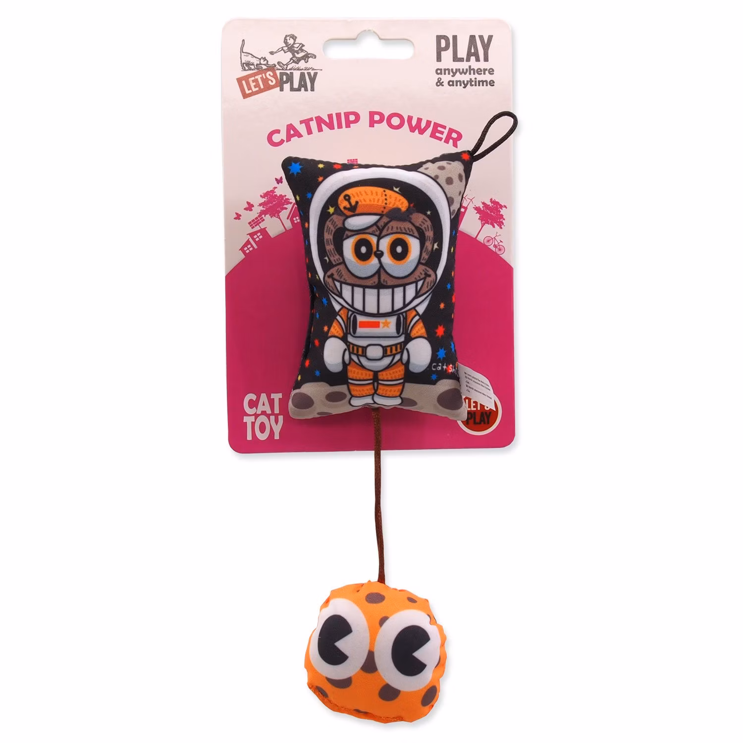 Hračka Let´s Play vankúšik motív panák s catnipom 9cm