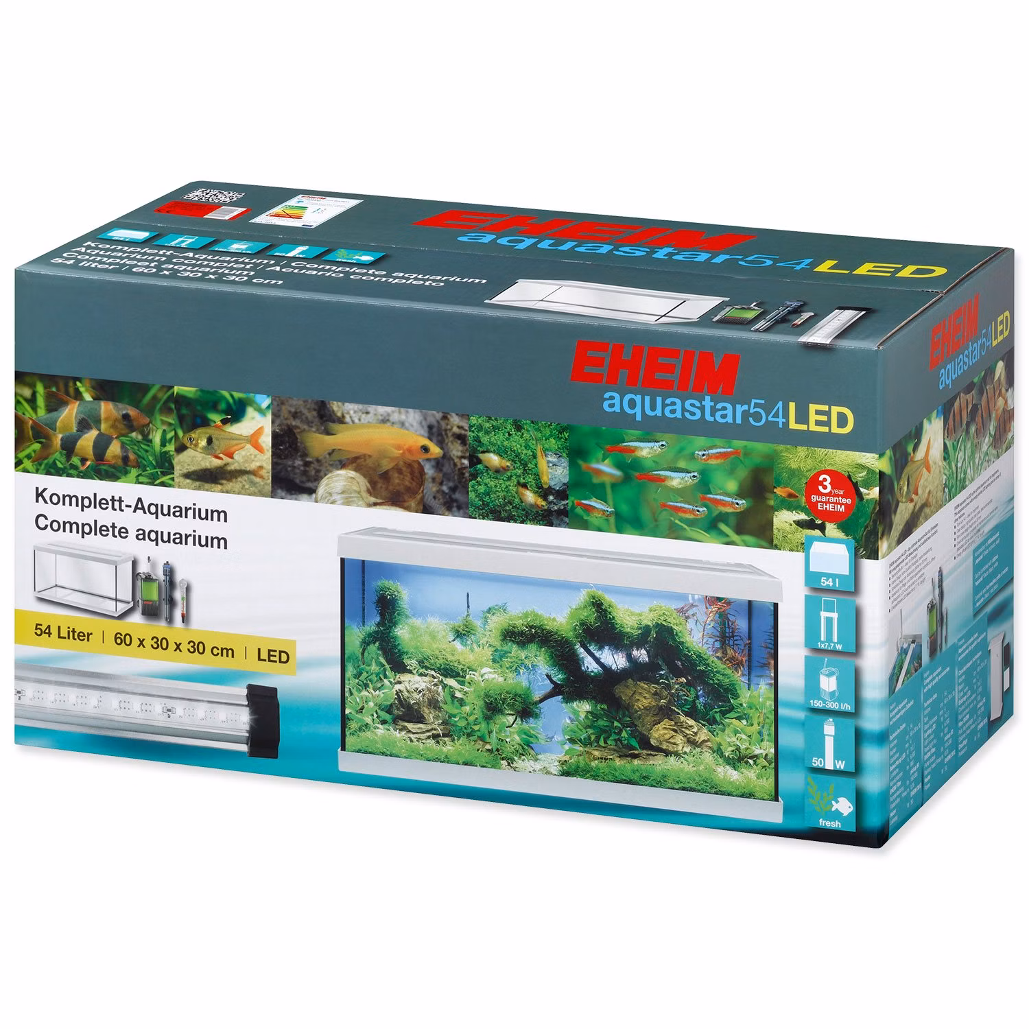 Akvarijný set Eheim Aquastar LED biely 60x33x33 54l