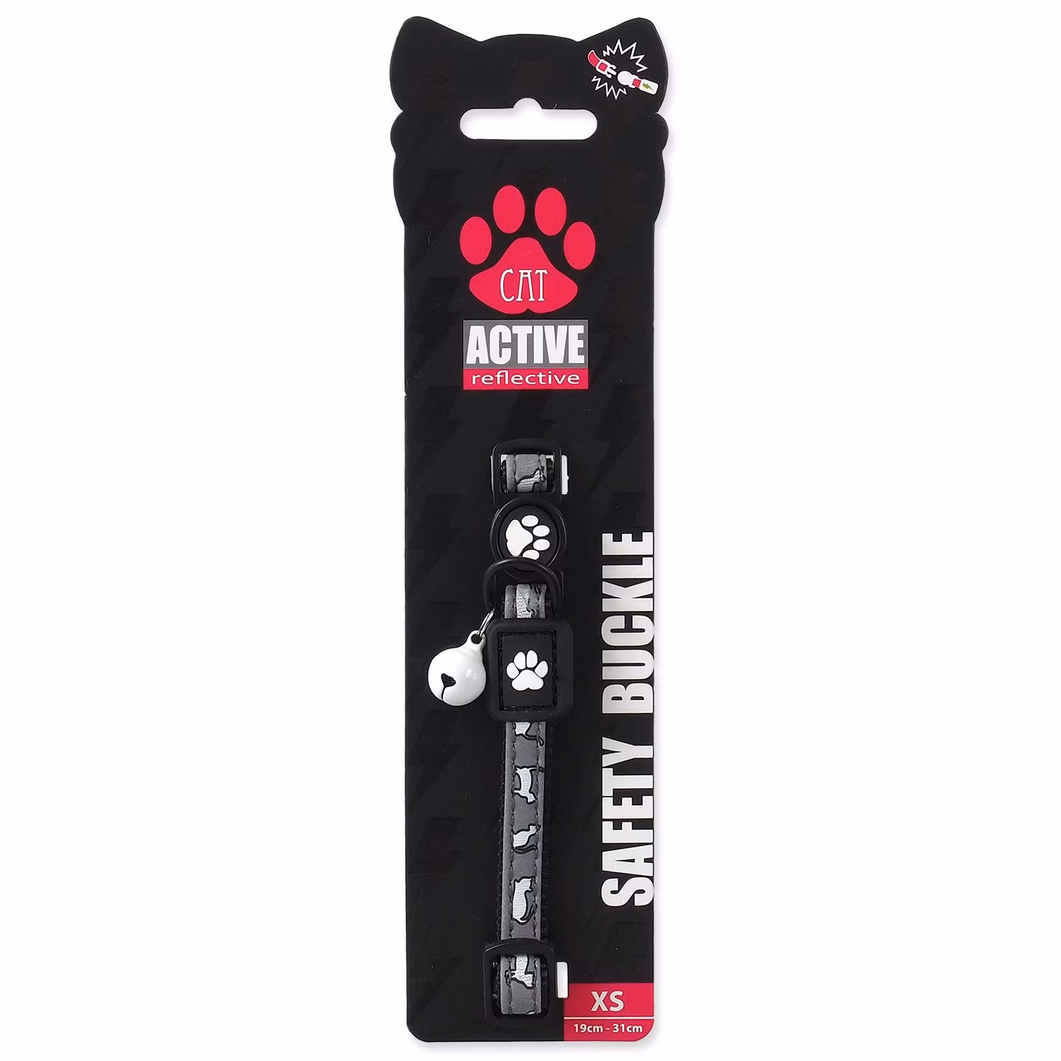 Obojok Active Cat Reflective XS čierny 1x19-31cm