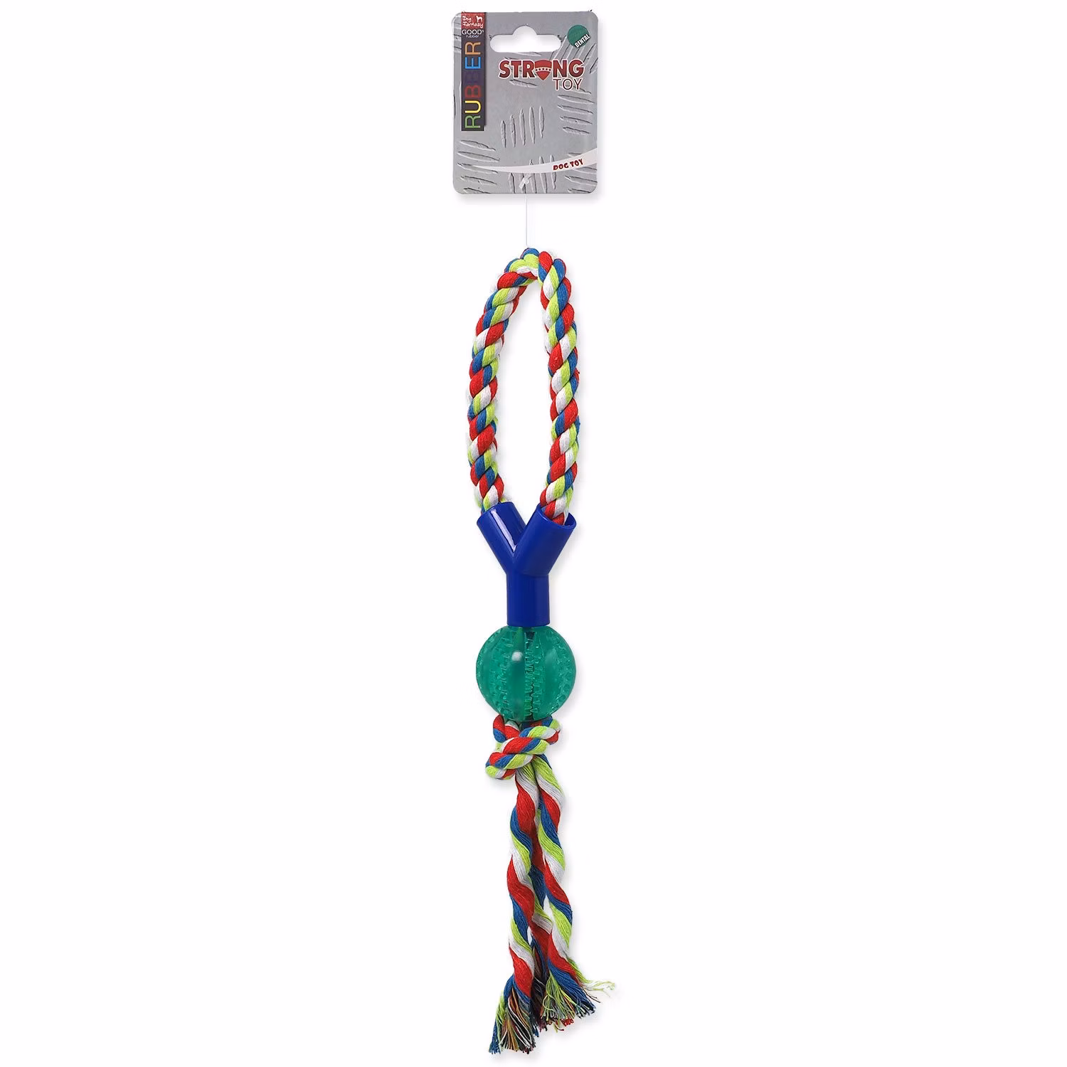 Hračka Dog Fantasy DENTAL MINT lopta hádzacia s povrazom Y zelená 5x38cm