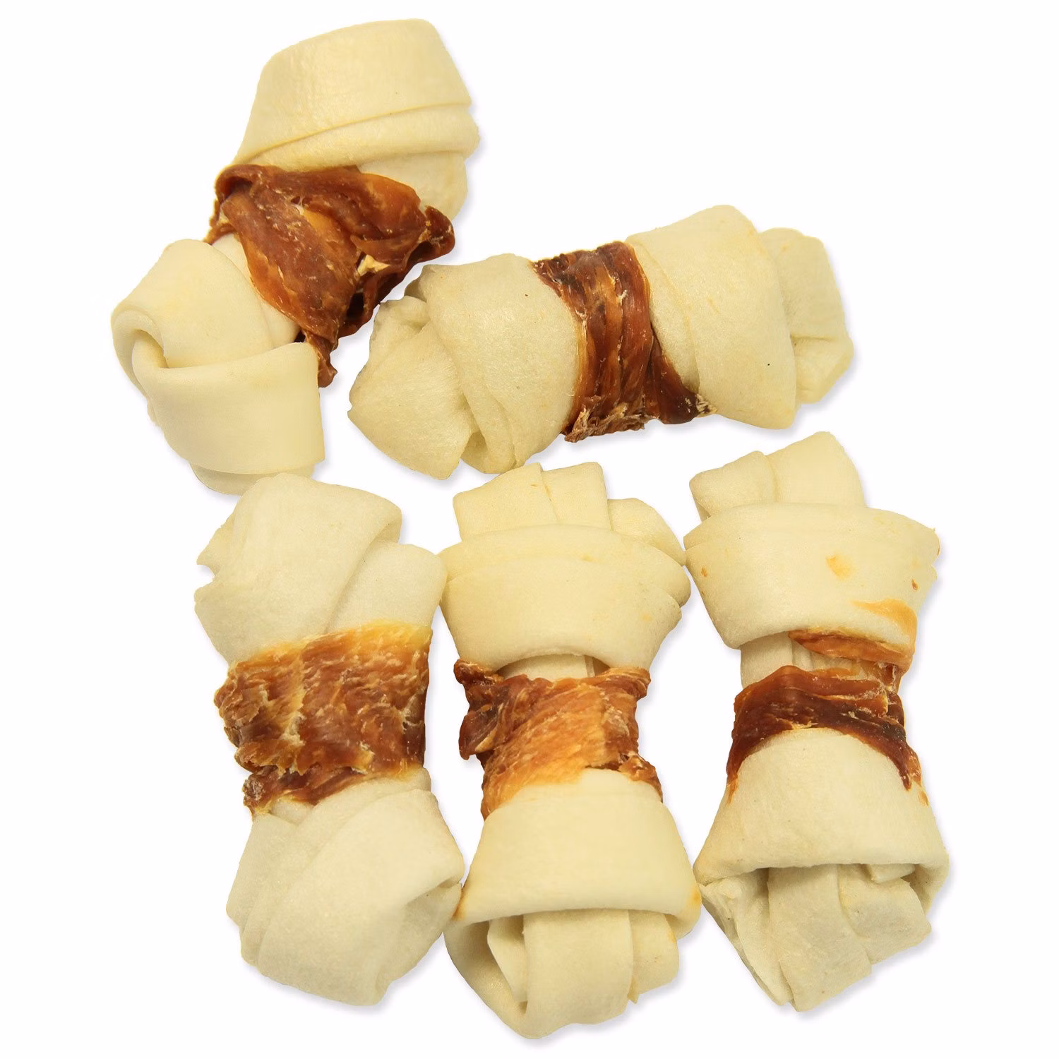 Pochúťka Rasco Premium byvolia koža obalená kuracím mäsom, uzly 6cm 230g