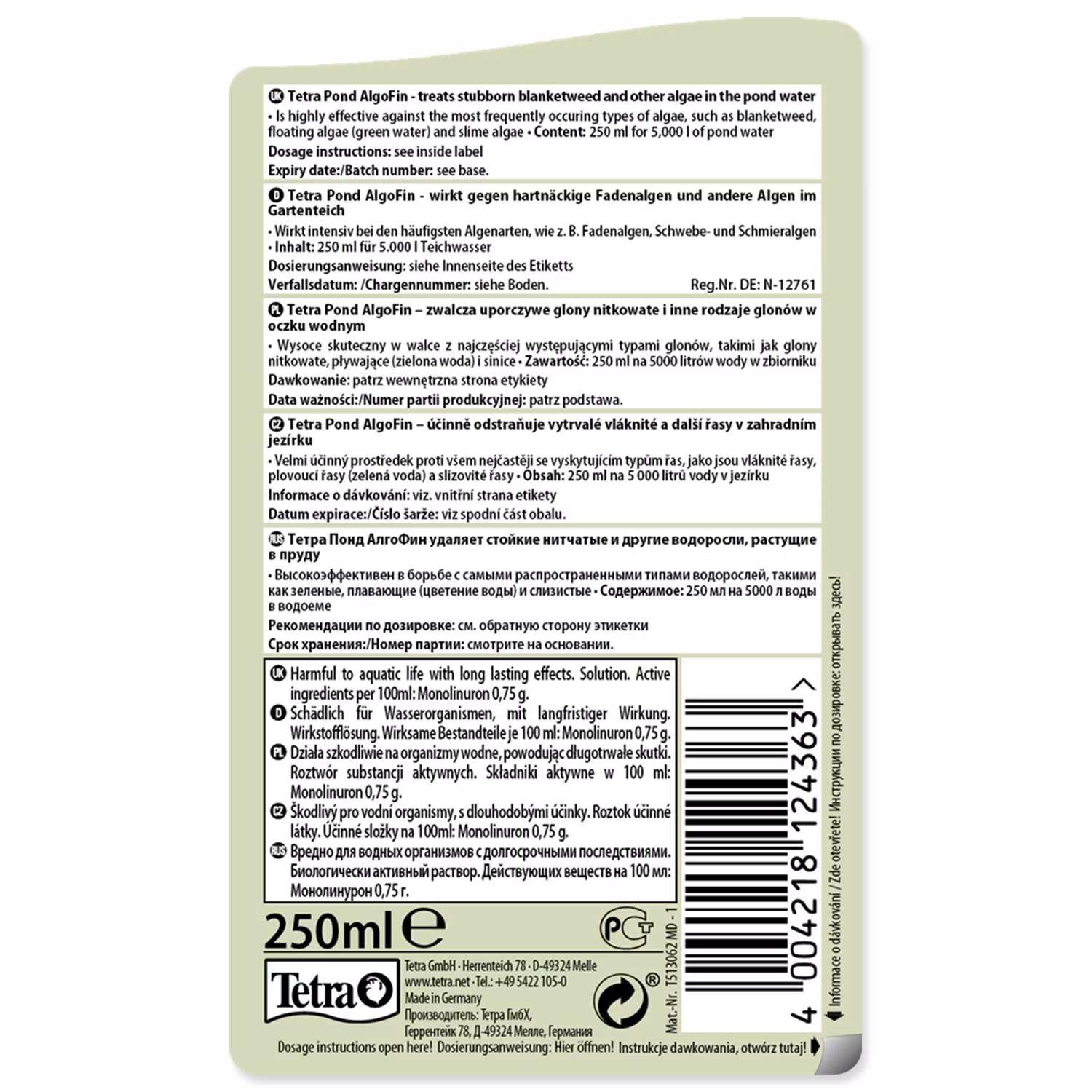Prípravok Tetra Pond Algofin 250ml