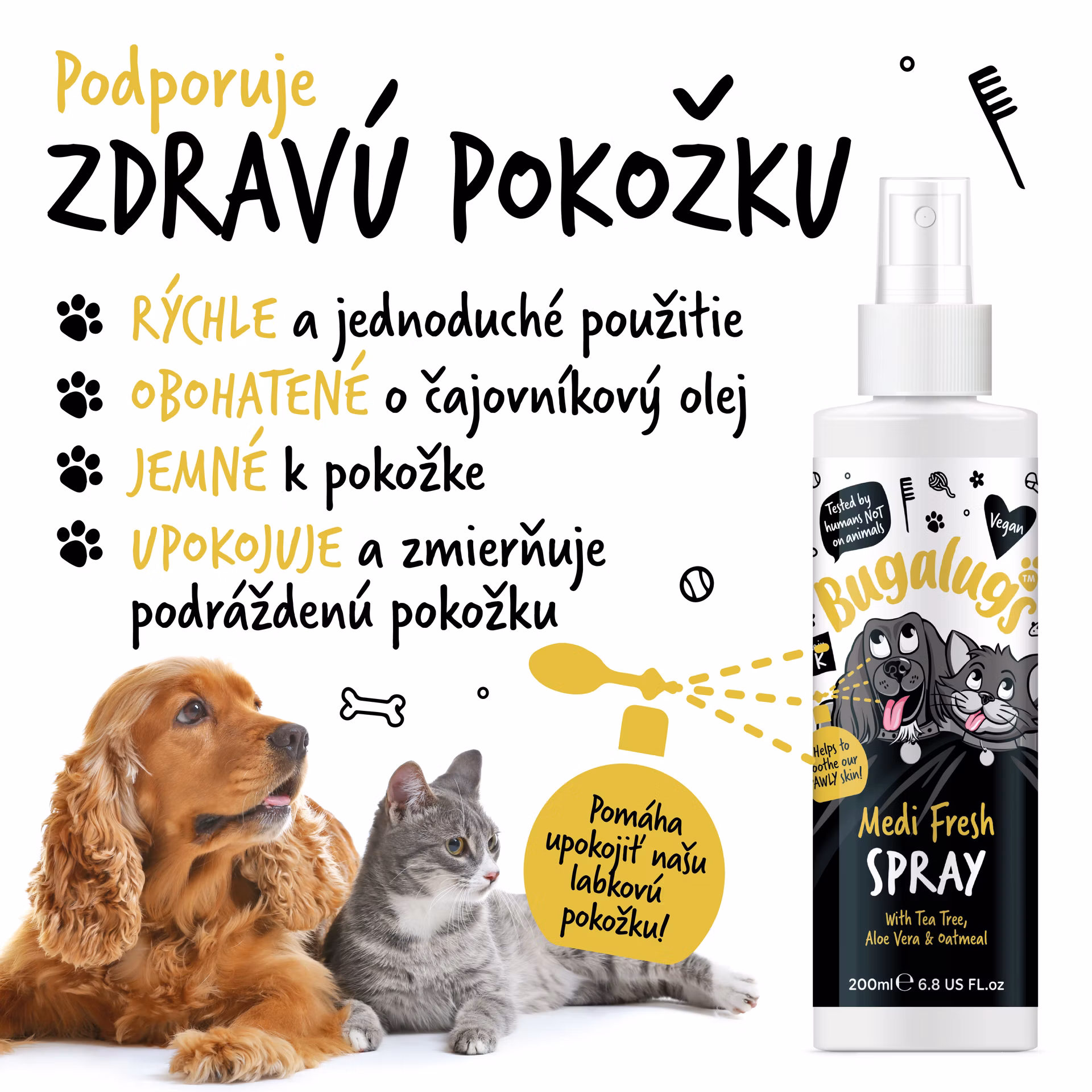 Bugalugs upokojujúci šampón pre psov proti svrbeniu – Medi Fresh - 250 ml