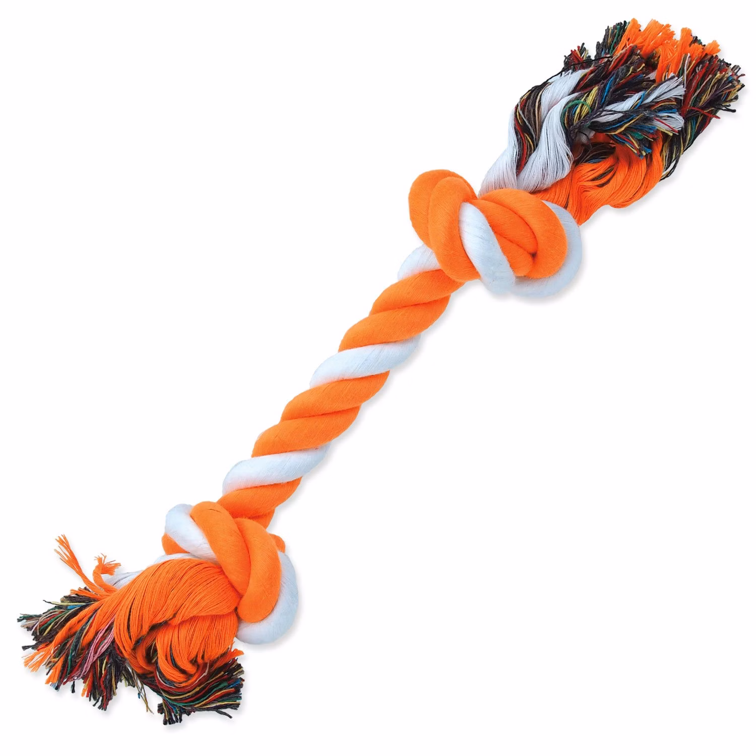 Hračka Dog Fantasy uzol bavlnený oranžovo-biely 2 knôty 30cm