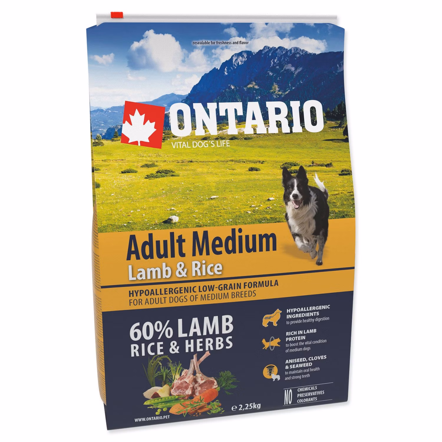 Krmivo Ontario Adult Medium Lamb & Rice 2,25kg