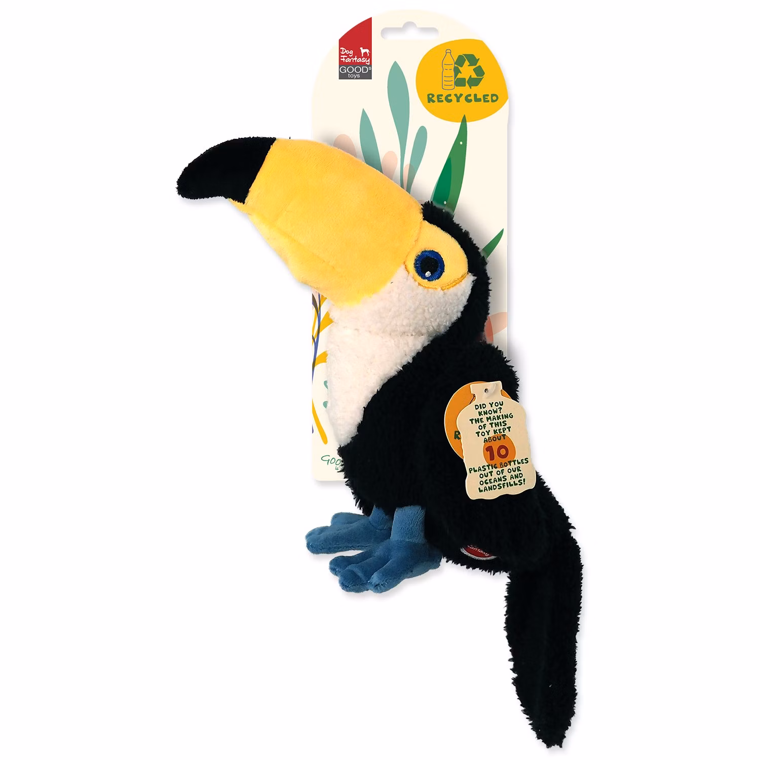 Hračka Dog Fantasy Recycled Toy tukan pískací so šuštiacim chvostom 23cm