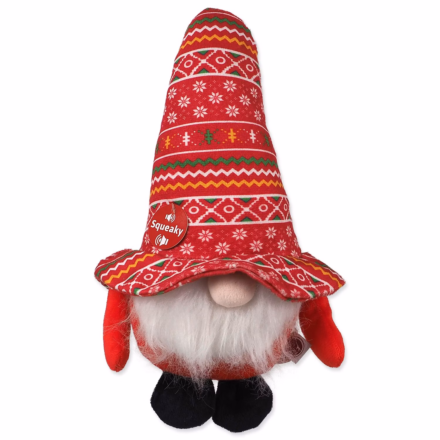 Hračka Dog Fantasy Winter Tale trpaslík pískací červený 30cm