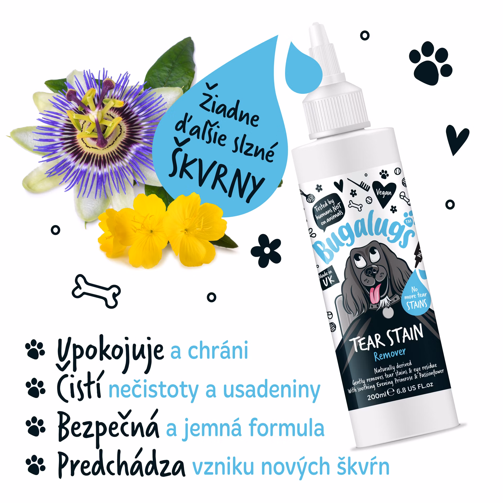 Bugalugs odstraňovač slzných škvŕn pre psov 200 ml