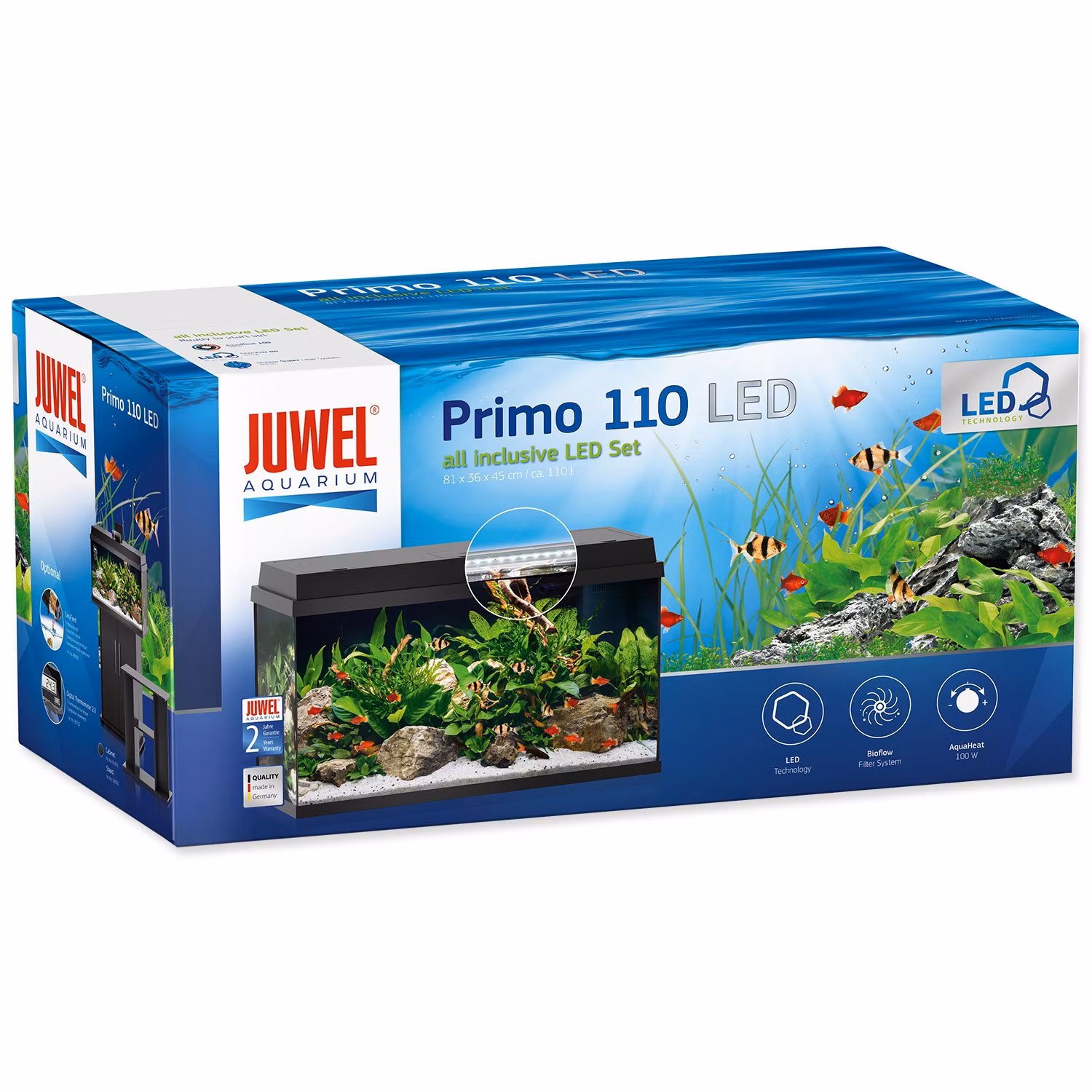 Akvarijný set Juwel Primo LED 110 čierny 81x36x45cm 110l