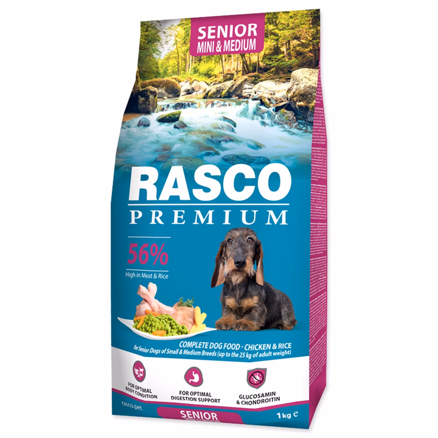 Krmivo Rasco Premium Senior Mini & Medium kura s ryžou 1kg