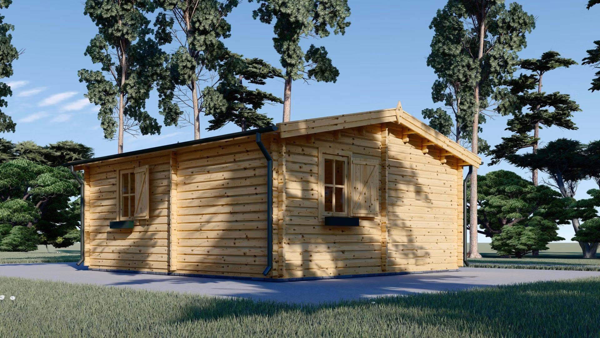Drevená chata NANTES (44+44mm) 6m x 4,7m