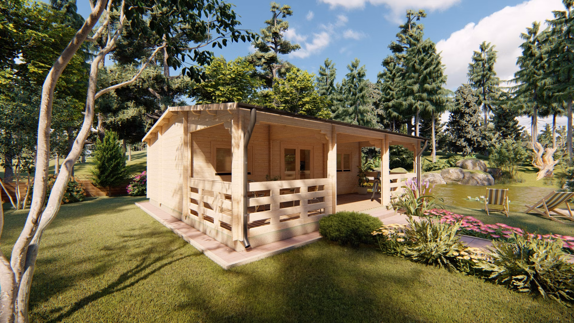 Drevený záhradný domček Alma 8m x 7m