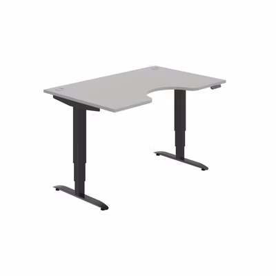 Pracovný stôl Motion Ergo, PO, 3S, 140x61-128x90 cm, sivá/čierna