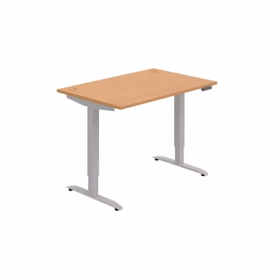 Pracovný stôl Motion, PO, 2S, 120x70,5-120,5x80 cm, buk/sivá