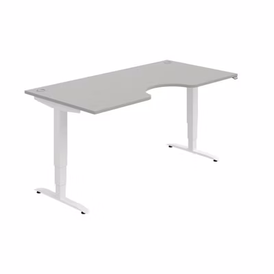 Pracovný stôl Motion Ergo, ZO, 3S, 180x61-128x90 cm, sivá/biela