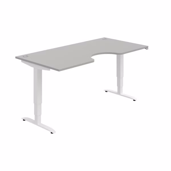 Pracovný stôl Motion Ergo, ZO, 3S, 180x61-128x90 cm, sivá/biela