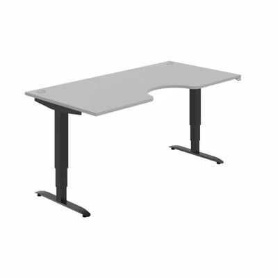 Pracovný stôl Motion Ergo, ZO, 3S, 180x61-128x90 cm, sivá/čierna