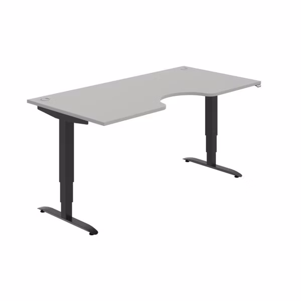 Pracovný stôl Motion Ergo, ZO, 3S, 180x61-128x90 cm, sivá/čierna