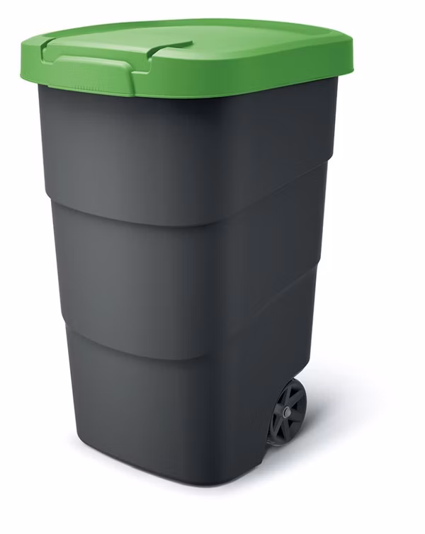 Popolnica Prosperplast Wheeler 90 l antracit so zeleným vekom