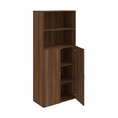 Policová skriňa Drive, zámok, 80x185x42 cm, orech/orech