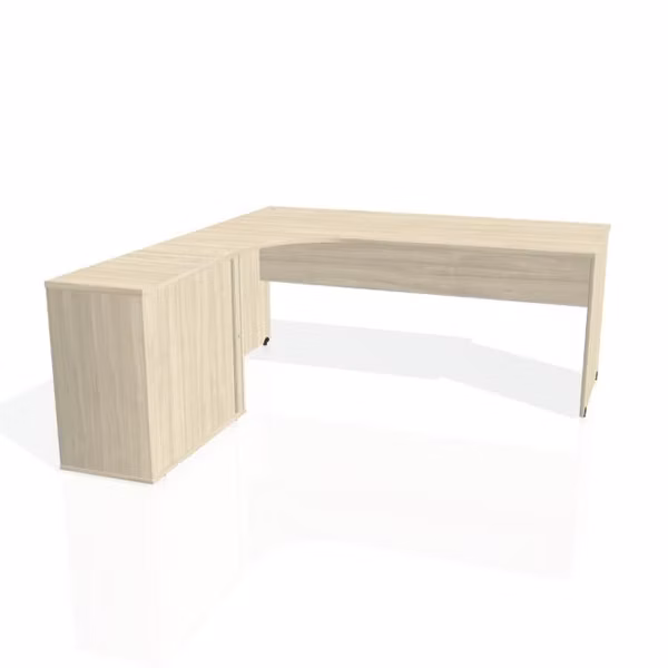 Pracovný stôl Gate, ergo, pravý, 180x75,5x200 cm, agát/agát