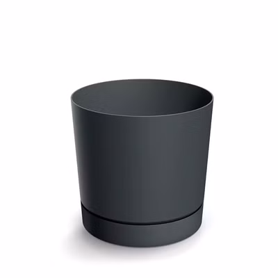 Kvetináč TUBO P s miskou 33,8 cm - farba: tmavosivá