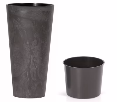Kvetináč TUBUS SLIM BETON EFFECT s vložkou 25 cm - farba: antracitová