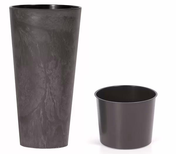 Kvetináč TUBUS SLIM BETON EFFECT s vložkou 25 cm - farba: antracitová
