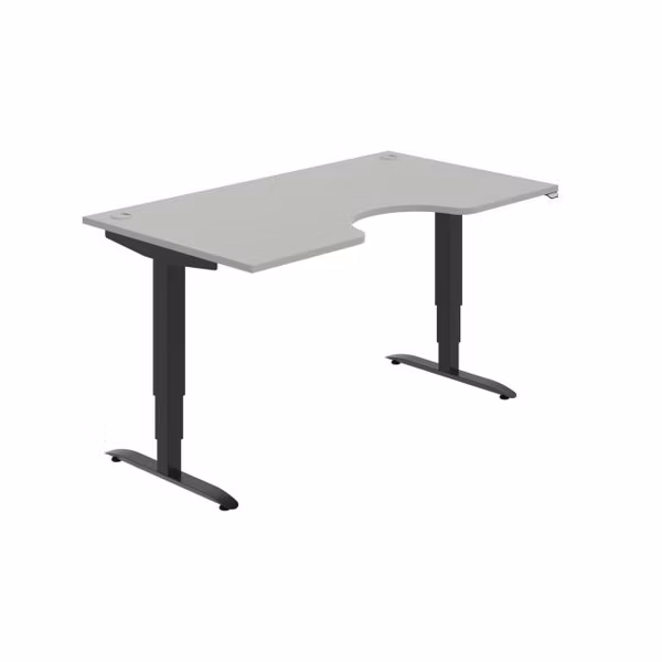Pracovný stôl Motion Ergo, ZO, 3S, 160x61-128x90 cm, sivá/čierna