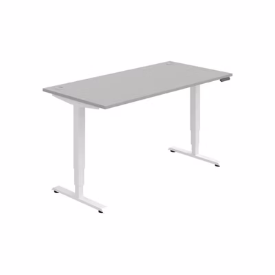 Pracovný stôl RUN, PO, 3S, 160x64,5-130,5x80 cm, sivá/biela