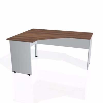 Pracovný stôl Gate, ergo, pravý, 160x75,5x120 cm, orech/sivá
