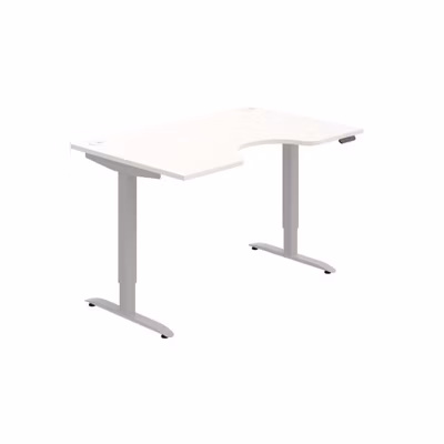 Pracovný stôl Motion Ergo, PO, 2S, 140x70,5-120,5x90 cm, biela/sivá